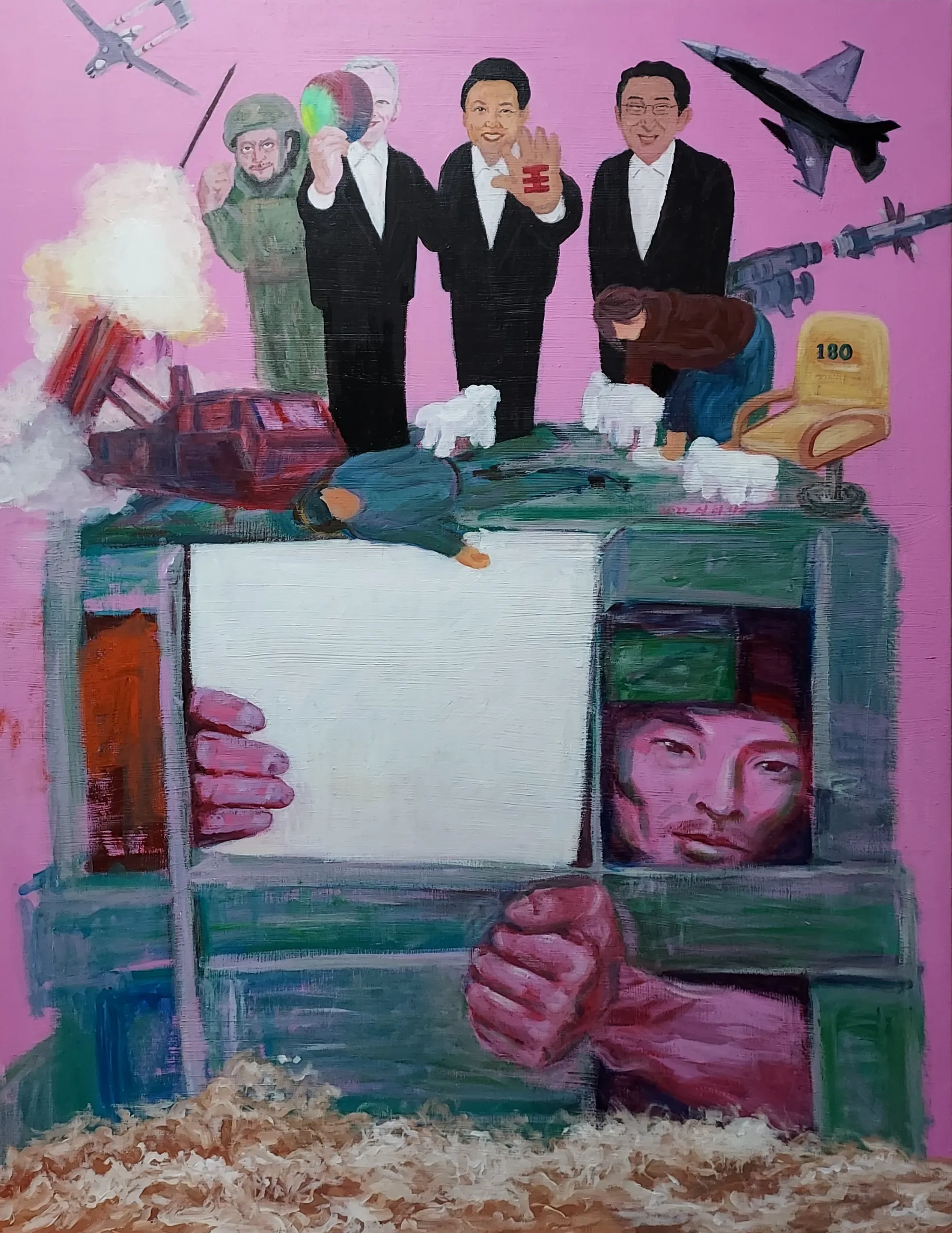 신미란, 〈이대로 살 순 없지 않습니까.〉, 캔버스에 아크릴릭, 91x116x3cm, ₩3,500,000