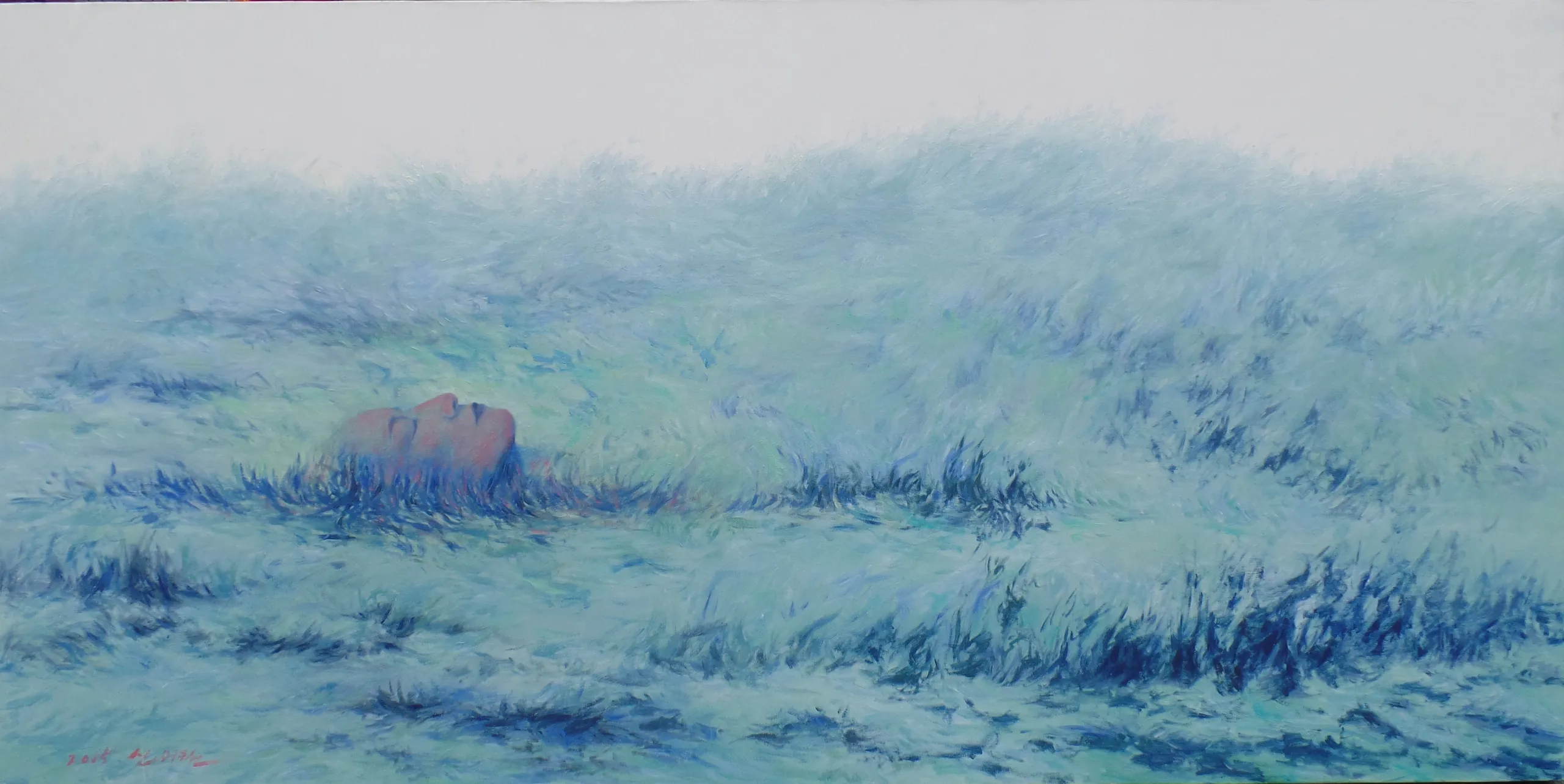 신미란, 〈푸른 들판〉, 캔버스에 유채, 180x80x3cm, ₩4,500,000