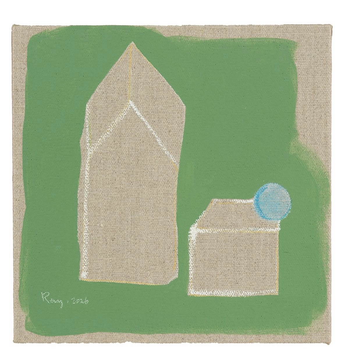 정서온, 〈마음의 형태-흩어진 하나 (02/50)〉, 캔버스에 아크릴·펜·오일스틱, 20x20cm, ₩300,000
