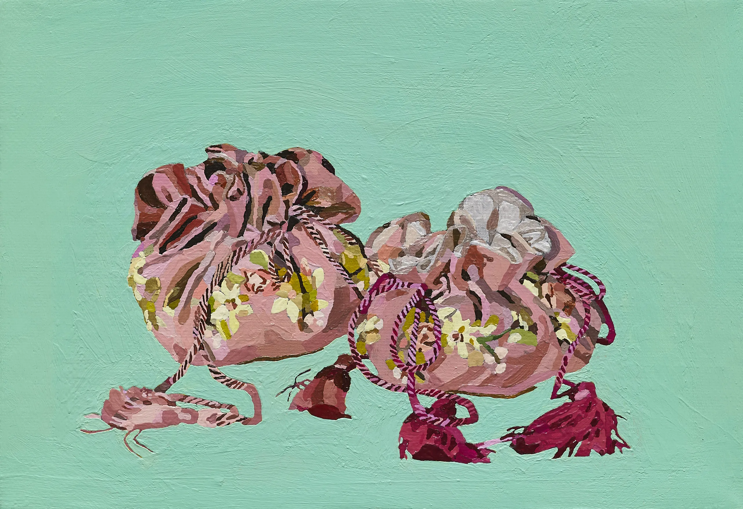 조신욱, 〈분홍색 복주머니〉, 캔버스에 아크릴, 15.8x22.7cm, ₩120,000