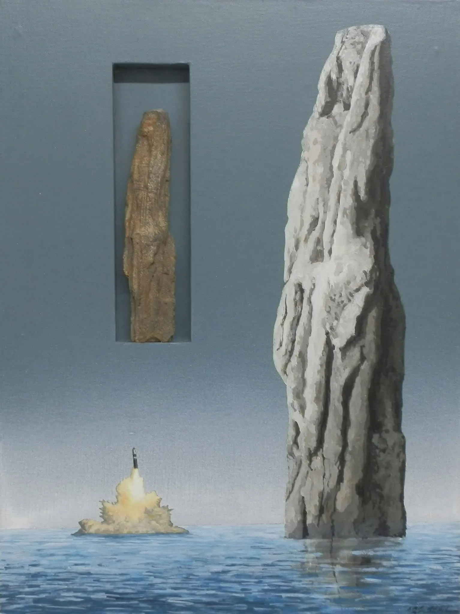 이재민, 〈핵〉, 캔버스에 돌과 아크릴, 46x61cm, ₩3,000,000