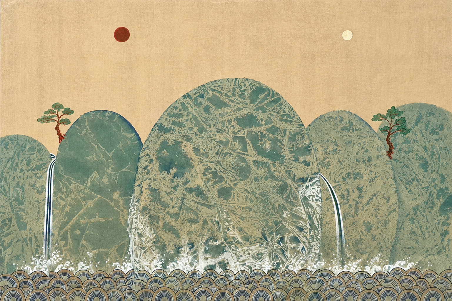 신광숙, 〈일월오봉도 No.1〉, 비단에 분채, 51.5x32cm, ₩600,000