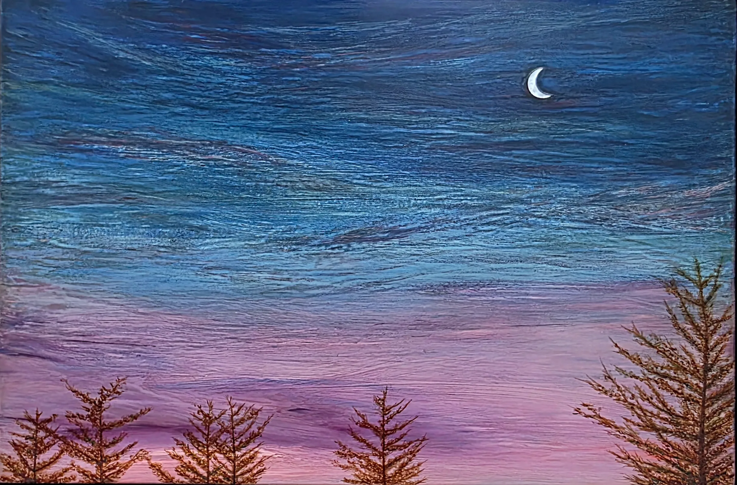 박신영, 〈밤의 끝자락_4〉, 목판에 옻칠재료·자개, 30x20cm — 판매 완료
