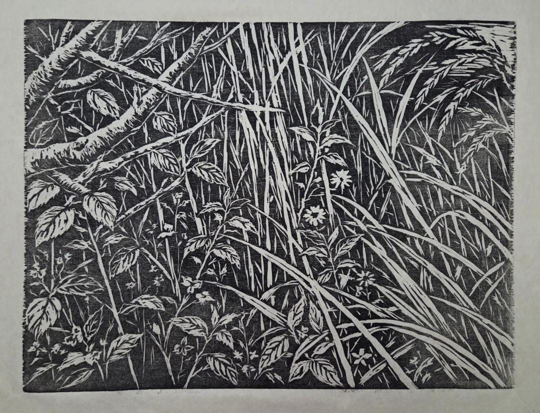 문숙희, 〈우리, 함께 피는 자리〉, Woodcut on Hanji, 40x30cm