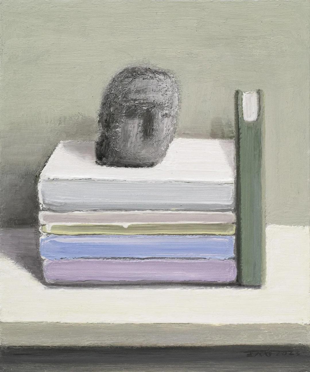 류준화, 〈책의 무게〉, 캔버스에 아크릴, 38x45.5cm, ₩2,800,000