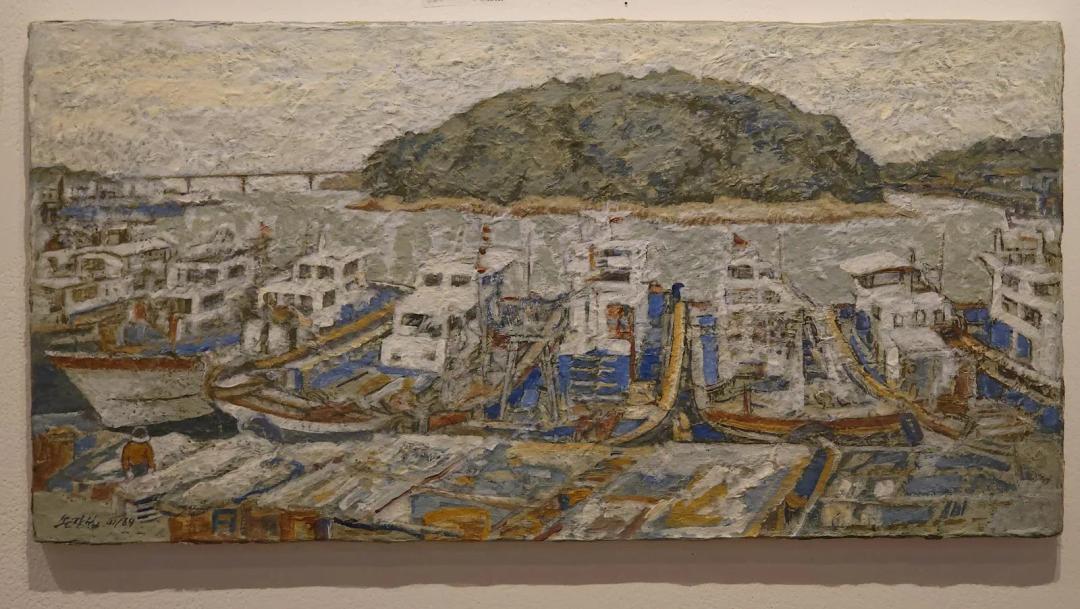 손장섭, 〈겨울항구〉, 종이에 유채, 2010