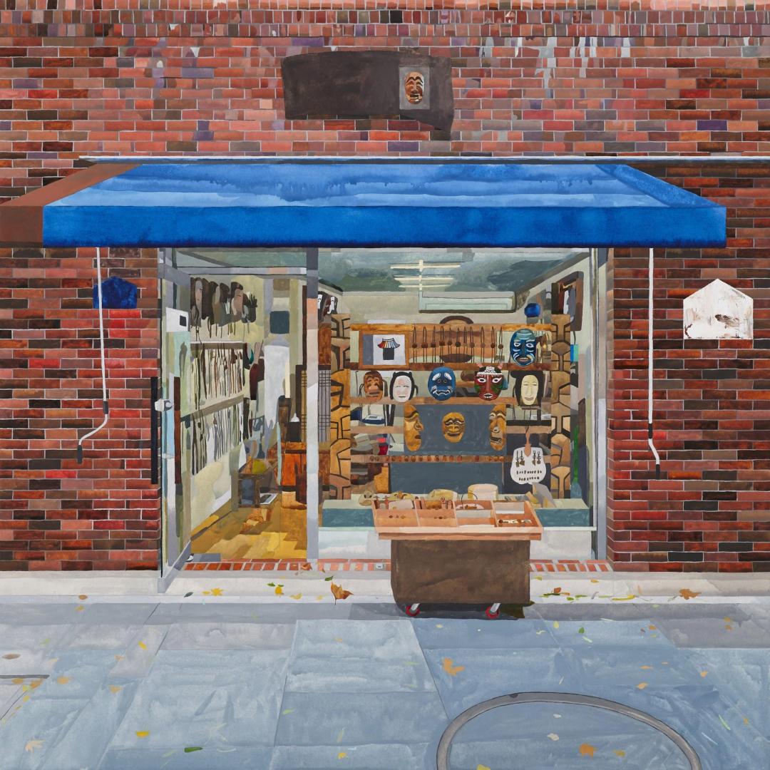 Jo Sinuk, Leaving the Room, 2022, watercolor on paper, 60.6×60.6 cm