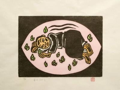봄의소리2, 저피지(한지)에 목판화, 수채 채색 1985 - 오윤