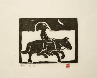나귀, 저피지(한지)에 목판화 1980 - 오윤