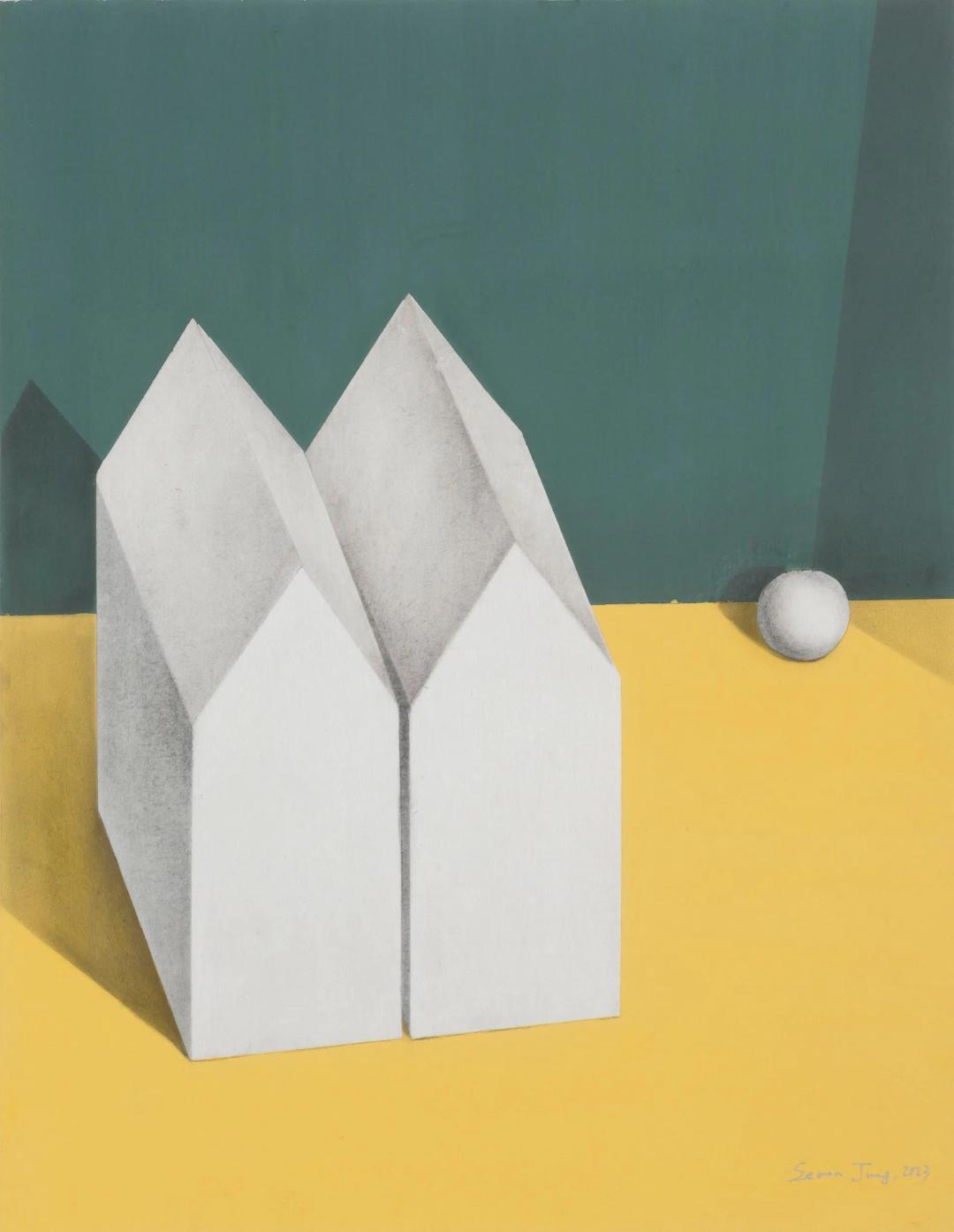 Jung Seo-on, Between You and Me #1, 2023, graphite and pigment on jangji, 40×32 cm