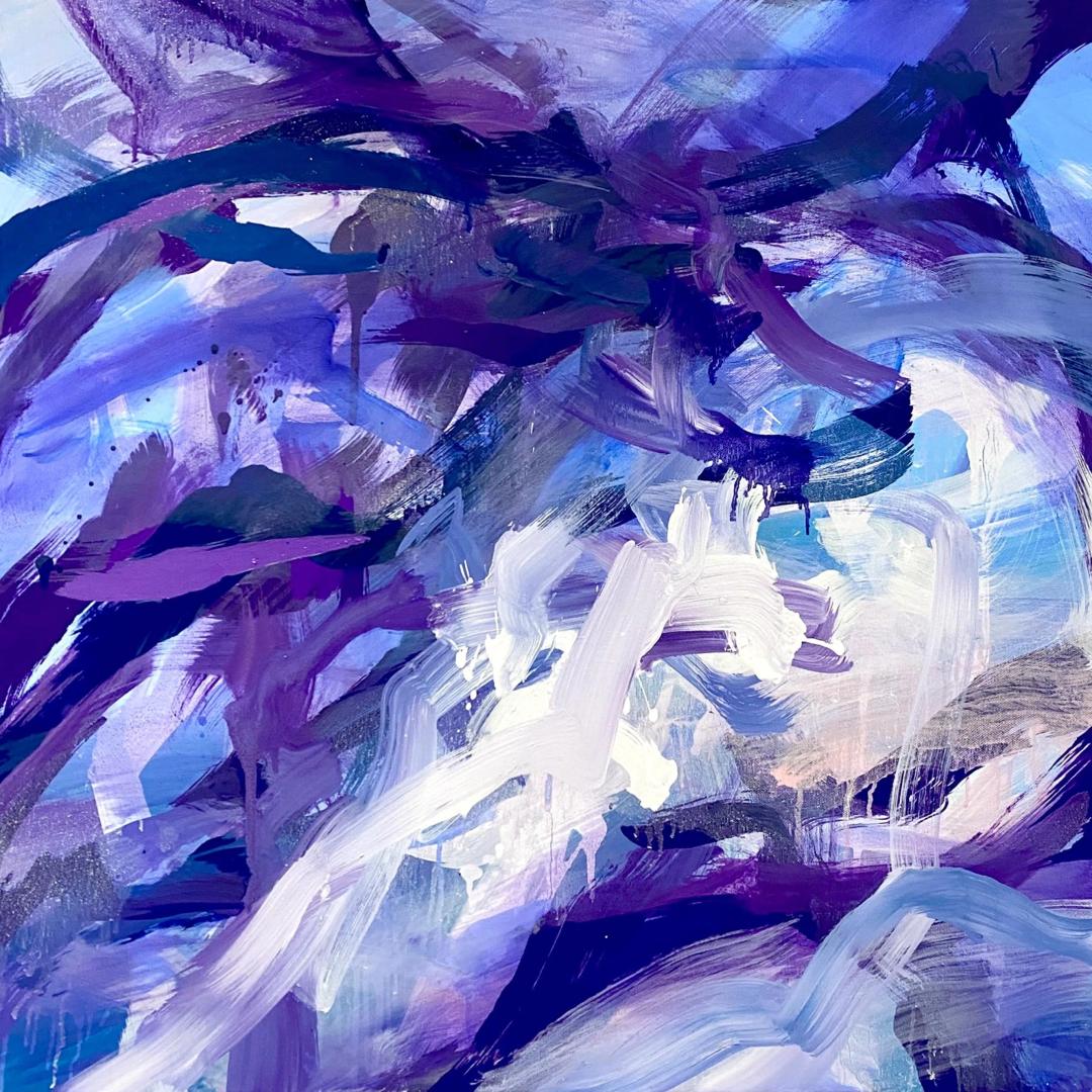 Kim Lacy, Dispersing 3, 2025, oil on canvas, 60.6×60.6 cm