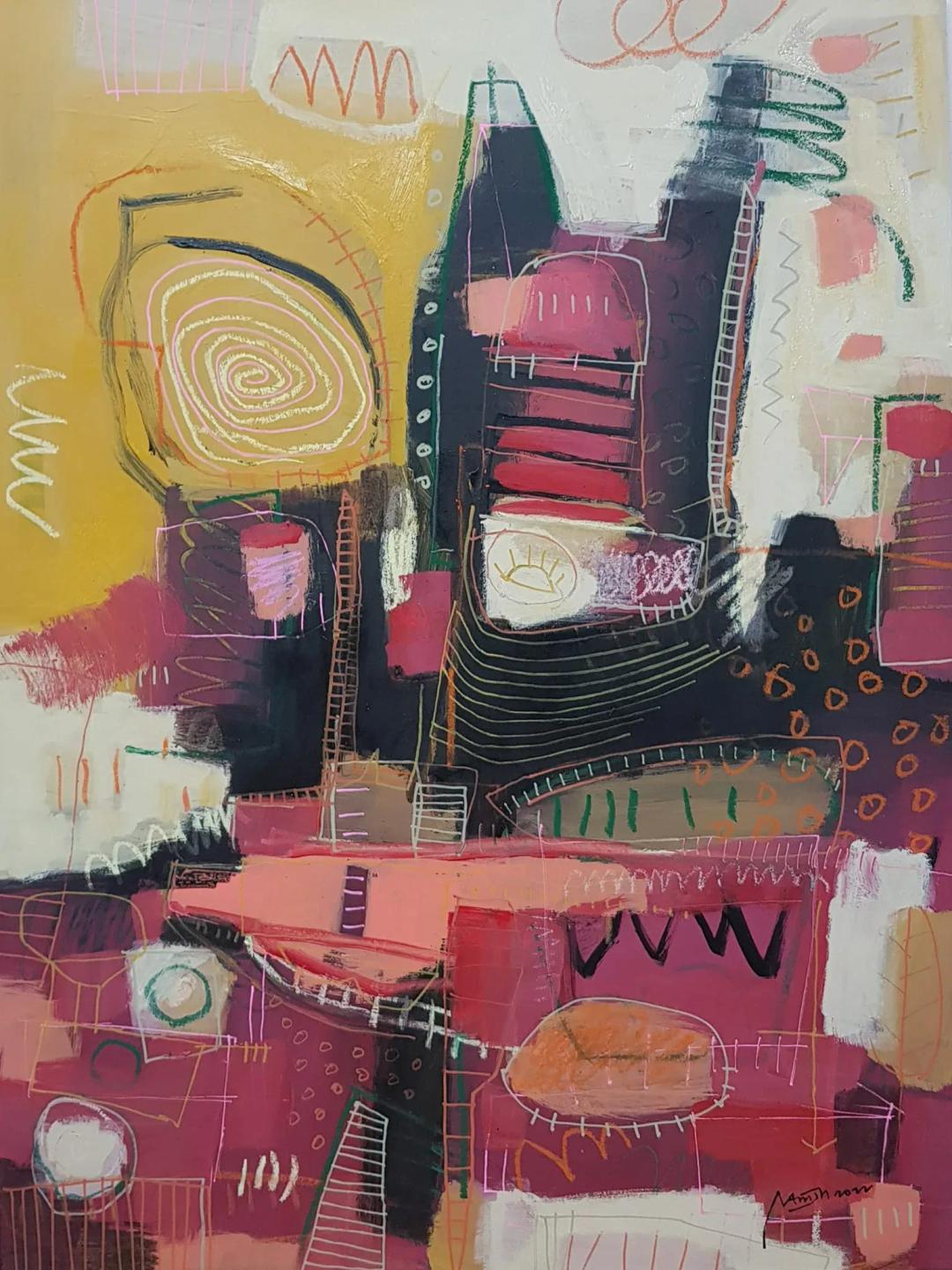 남진현, 〈혼미한 세계〉, acrylic and oil pastel on panel, 60x80cm