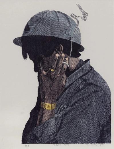 신혼의 李씨, 목판채색 1992 - 이인철