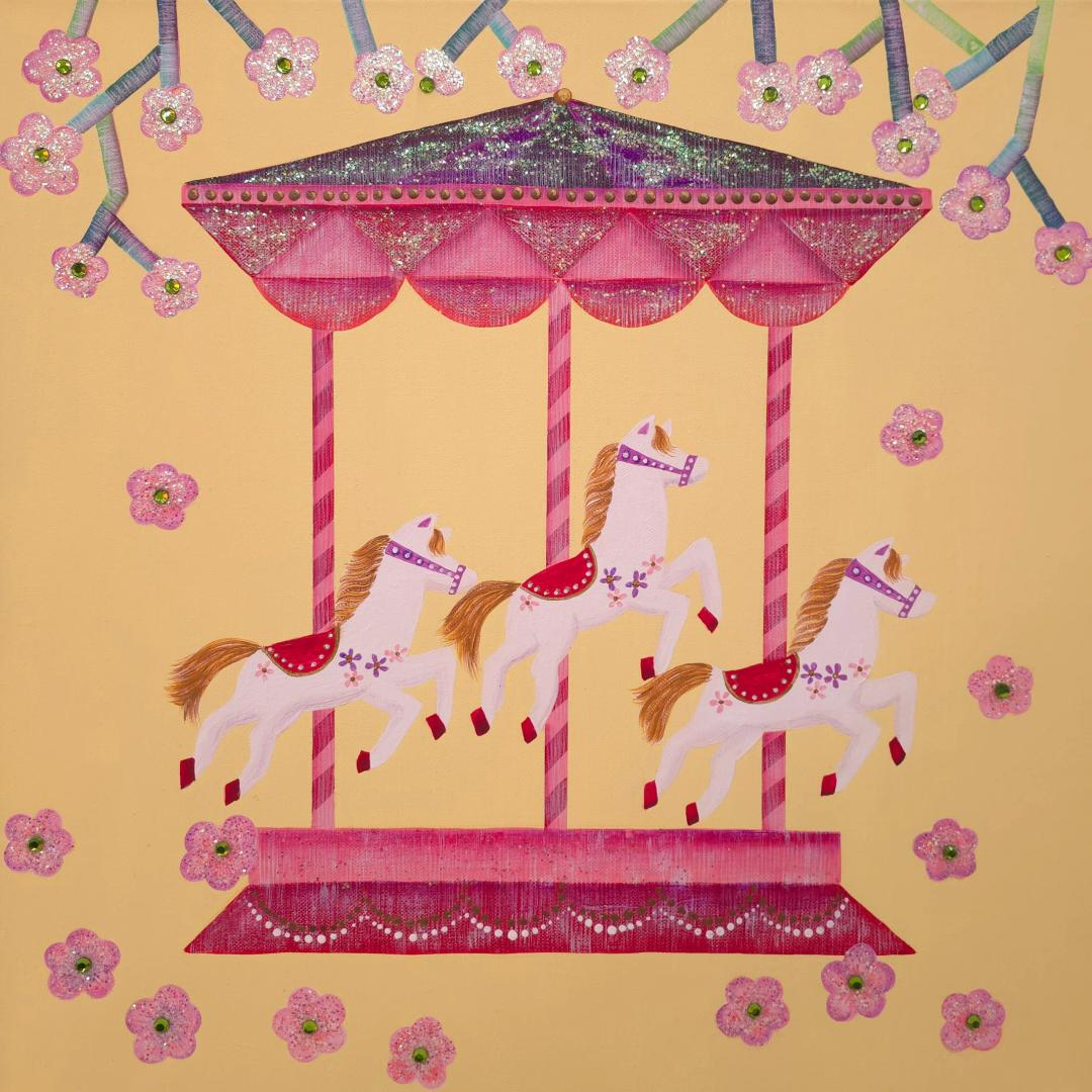 이경아, 〈꿈꾸는 회전목마〉, 혼합재료, 45x45cm, ₩1,200,000