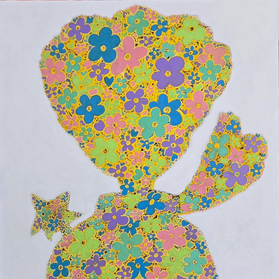 강석태, 〈어린 왕자_꽃〉, 2025, 장지에 아크릴 채색, 45x45cm