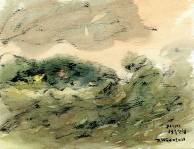 저기가 행주산성, Pigment on watercolor texture 2008 - 박재동