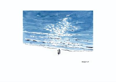 연인, Pigment on watercolor texture 2009 - 박재동