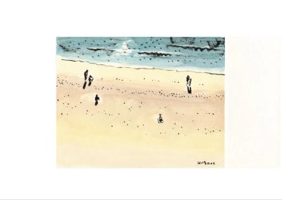 바닷가, Pigment on watercolor texture 2009 - 박재동