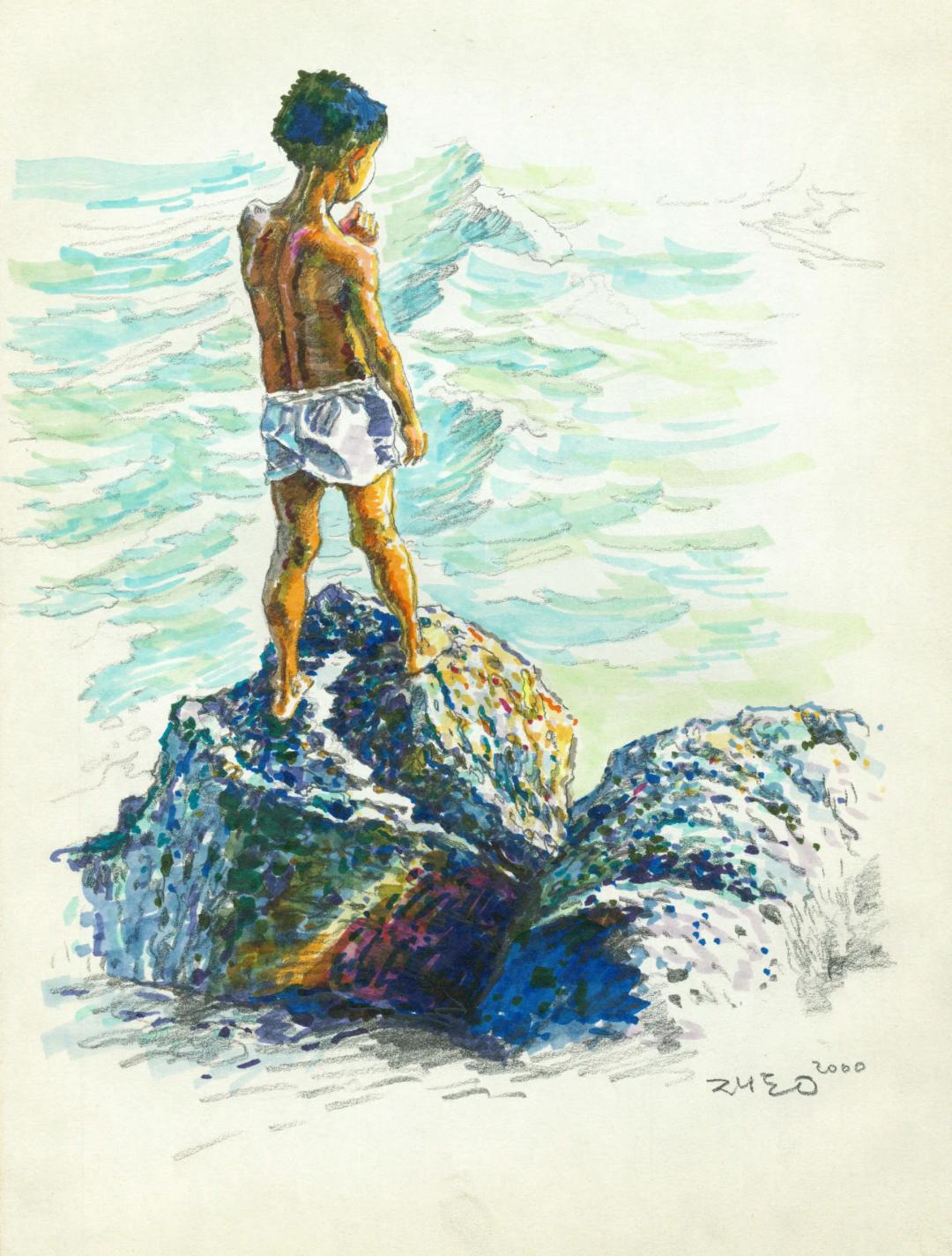 Park Jaedong, Boy by the Sea, 2000, Watercolor