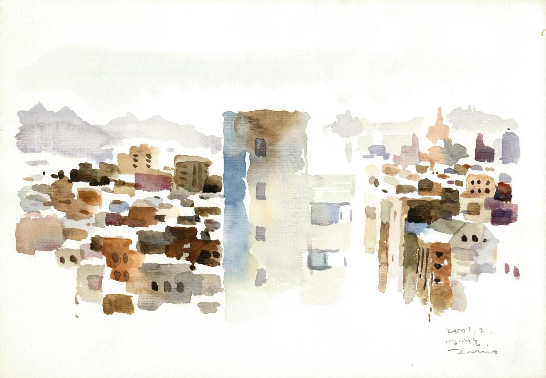Park Jaedong, Cityscape, 2001, Watercolor, 34.5x24cm