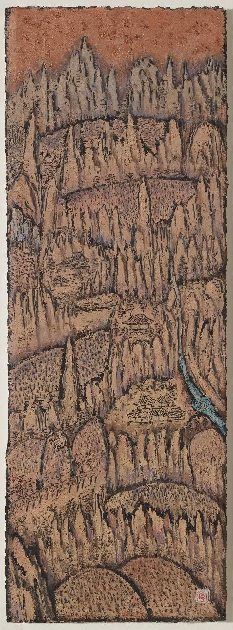 두시영, 〈금강산 아리랑〉, 캔버스에 혼합재료, 27x76cm, ₩6,000,000