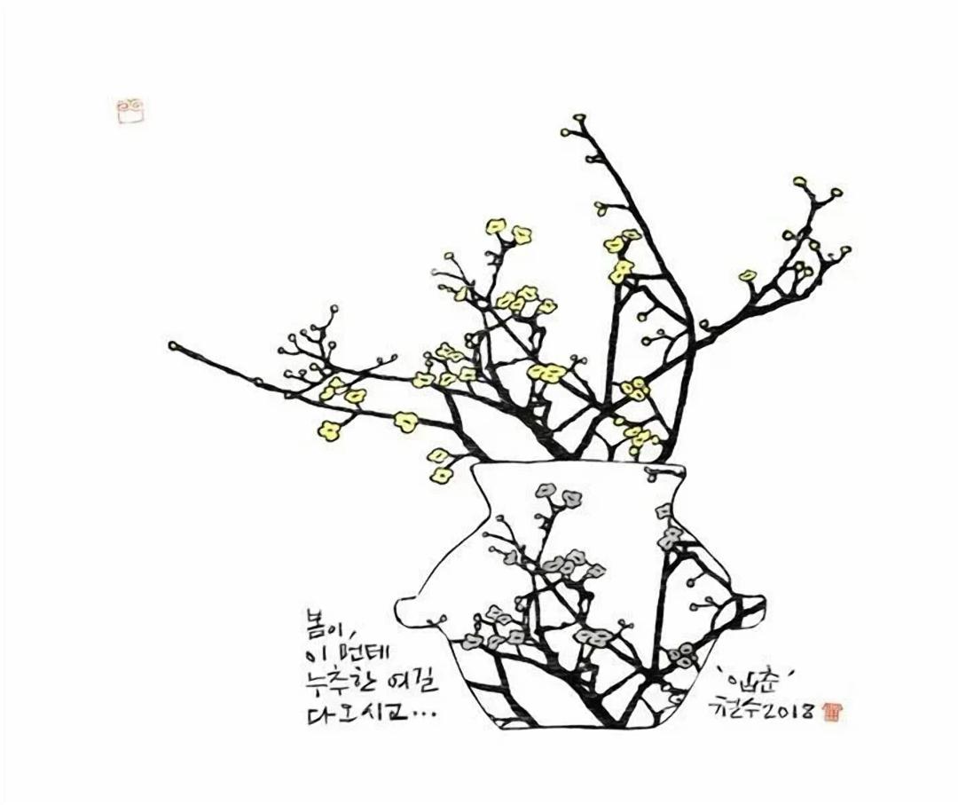 이철수, 〈입춘〉, 2018, 목판·한지, 50×42cm