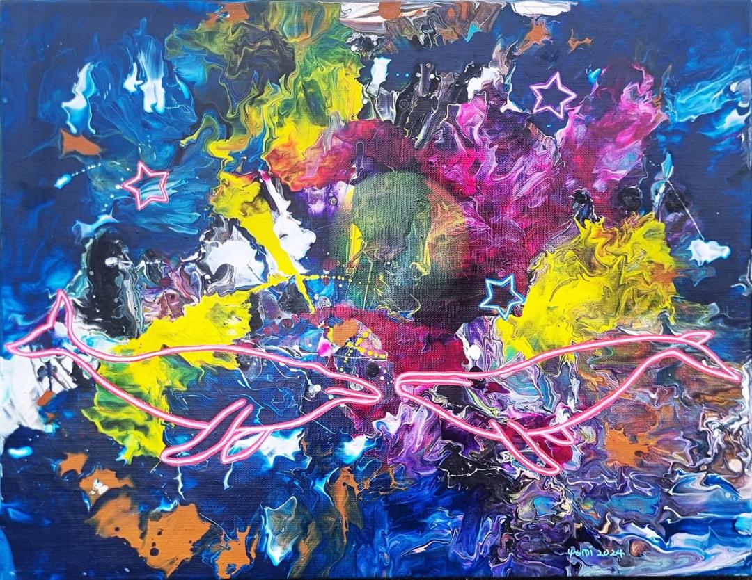 예미킴, 〈고래의 꿈〉, 2024, Mixed media on canvas, 31.8x40.9cm