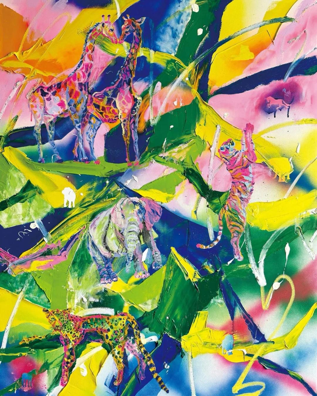Park Suji, KINDRED LIGHTS, 2025, oil and spray on canvas, 116.8×91.0 cm