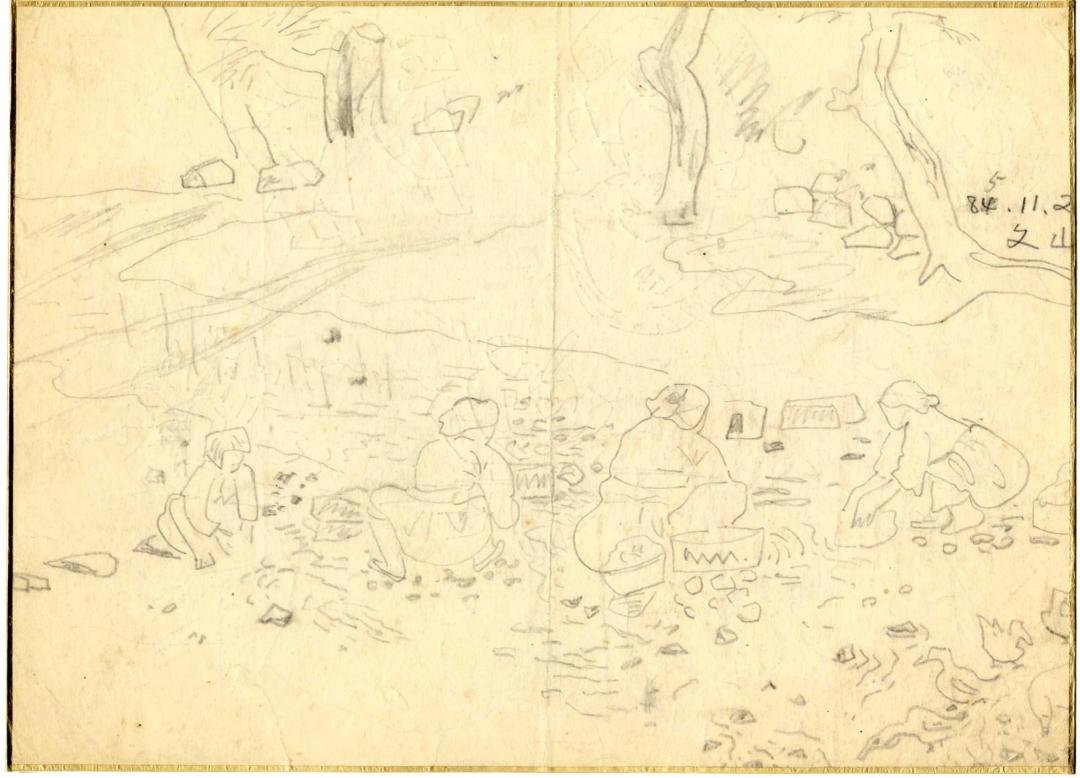 박생광, 〈진주 문산〉, 종이에 연필, 25.1x18.1cm, 1952년11월02일