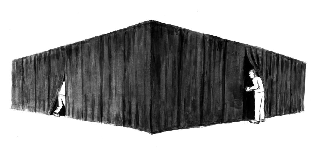 안규철, 〈64개의 방〉, 종이에 실크스크린, 46x64.6cm — '방' 연작의 제목을 그대로 단 2015년 판화
