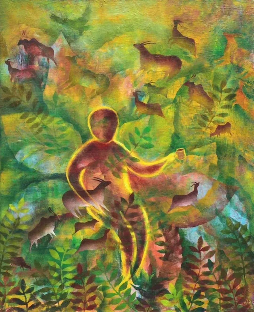 Cheon Jisu, Memory of African Coffee, 2024, mixed media on canvas, 65.5×53 cm